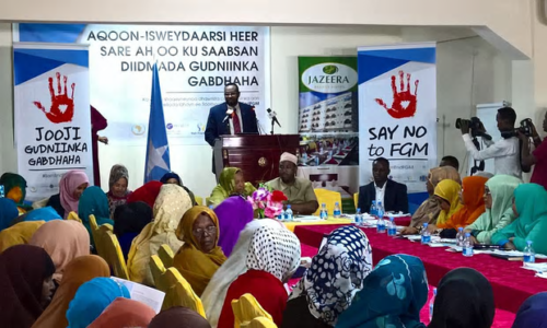 Somalia’s attorney general at the Zero Tolerance to FGM meeting in Mogadishu 27 July 2016. Photograph: Amisom/Ifrah Foundation 